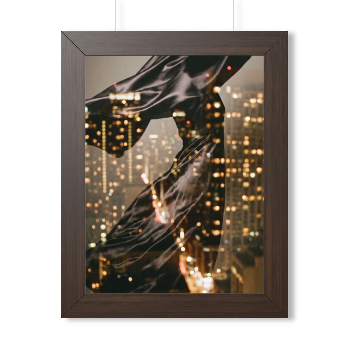 Framed Vertical Poster - Nocturnal City Metamorphosis Art —...