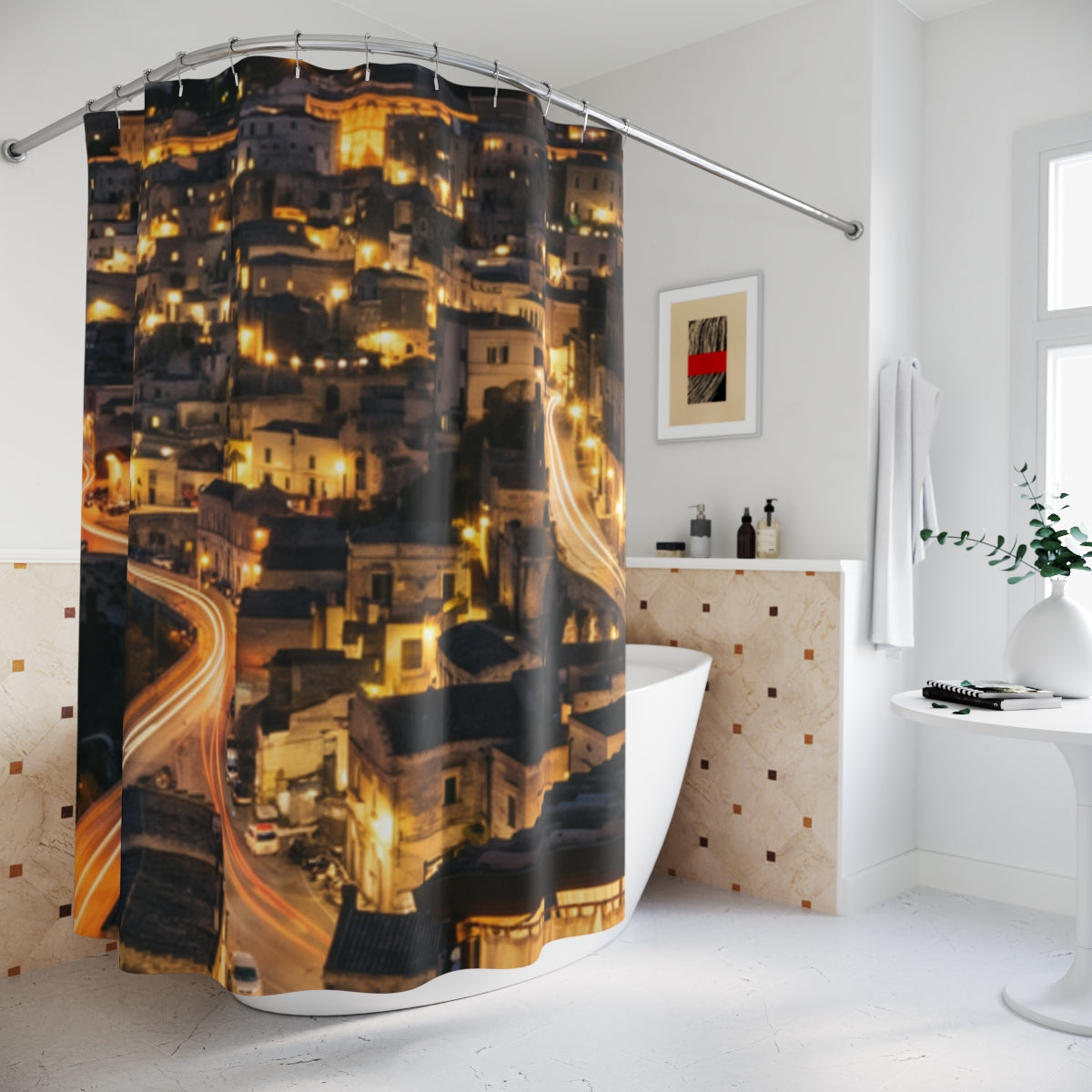 Shower Curtain - Matera Night Lights | Echovira Gallery