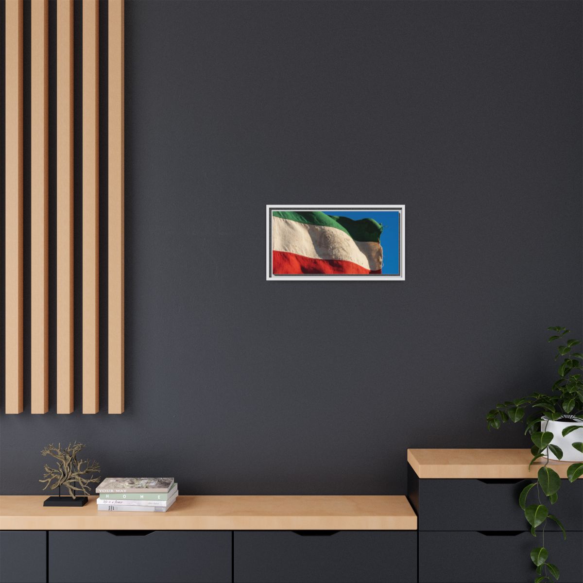 Framed Canvas Art - Distressed Flag — White / 1.25"