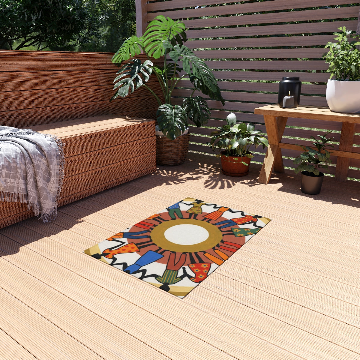 Outdoor Rug - Unity Mandala Folk Art | Echovira Gallery