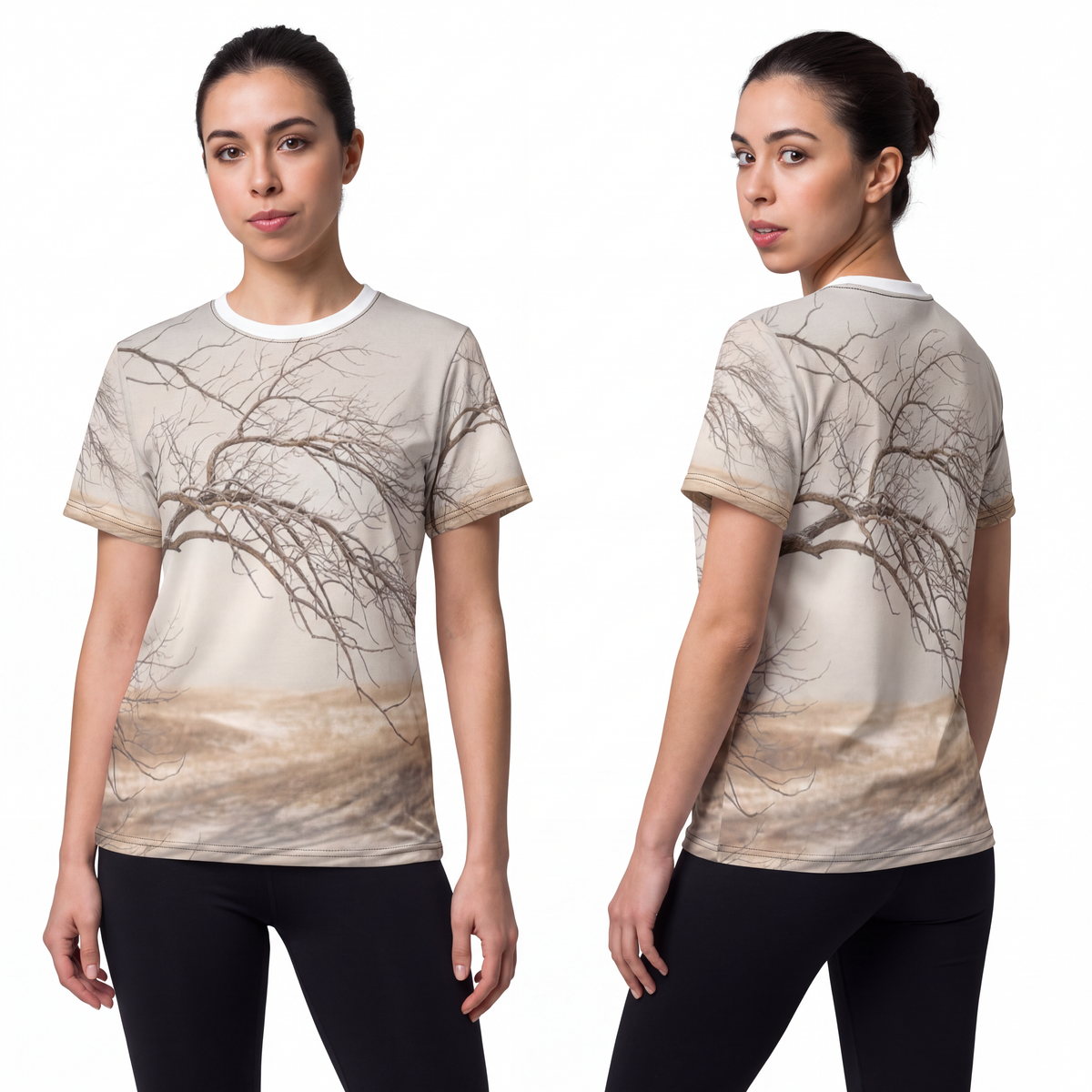 Unisex Cut & Sew Tee - Silent Branches Winter Landscape Art...