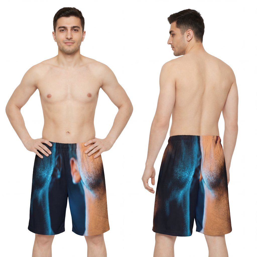 Men's Sports Shorts - Amber & Aqua Mood | Echovira Gallery