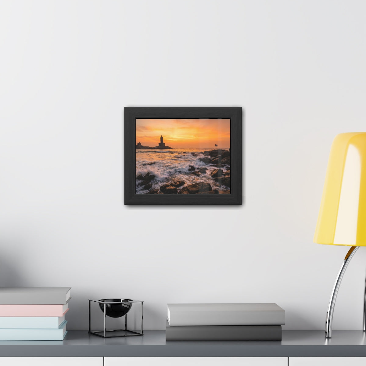 Framed Posters - Coastal Golden Glow — Landscape