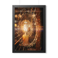 Framed Vertical Poster - Shattered Amber Glass Art — Black...