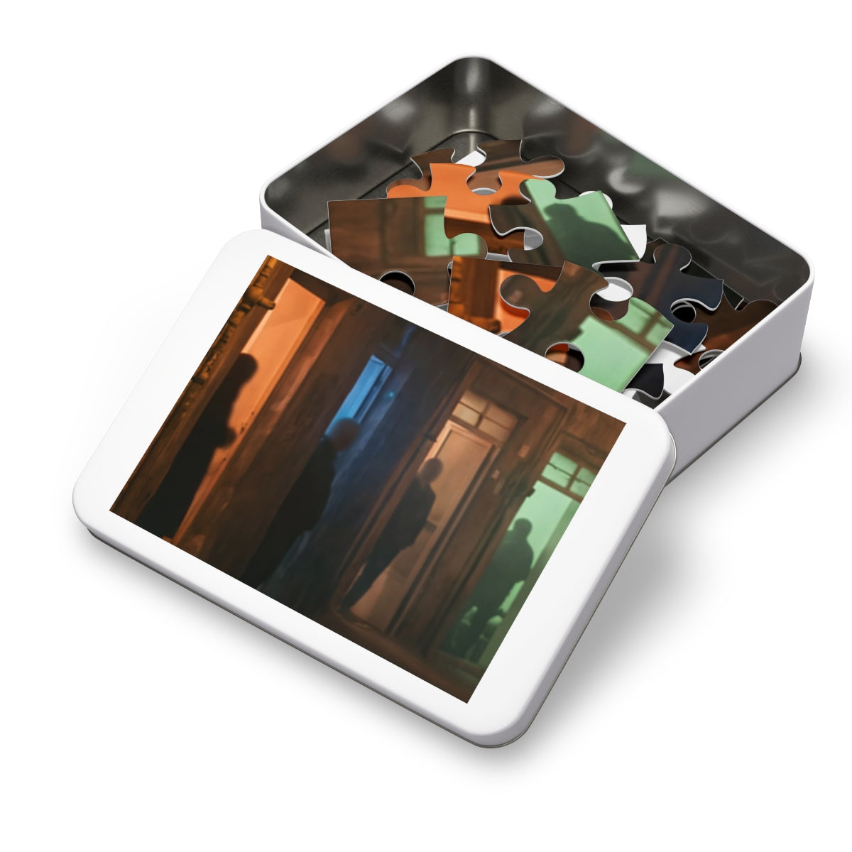 Jigsaw Puzzle with Tin - Shadowed Alleyway Mystery Art Print...
