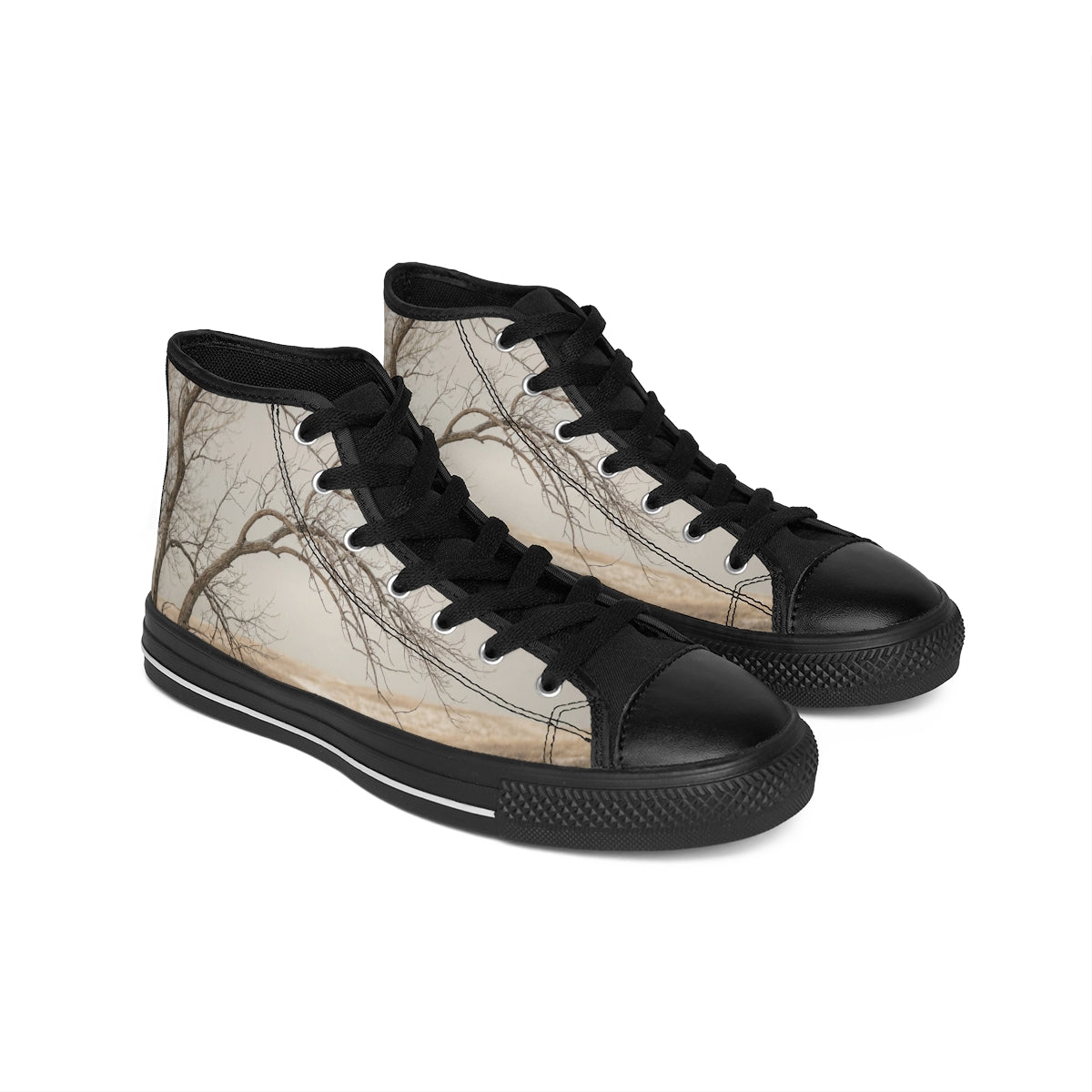 Women's Classic Sneakers - Winter Branch Solitude Landscape...