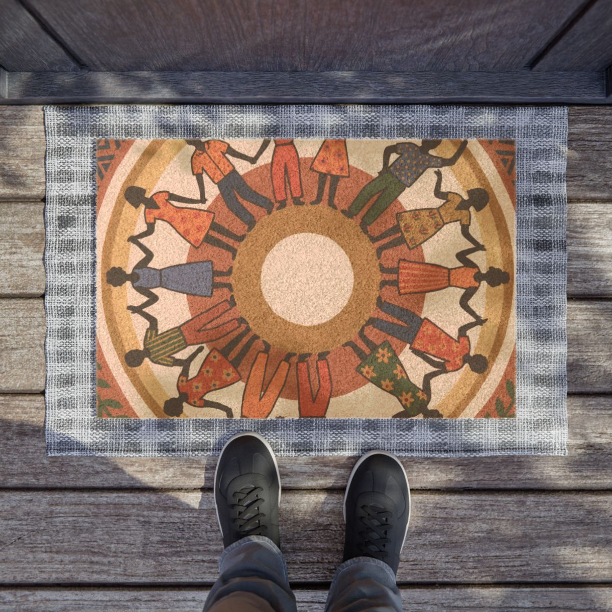 Doormat - Unity Mandala Folk Art | Echovira Gallery