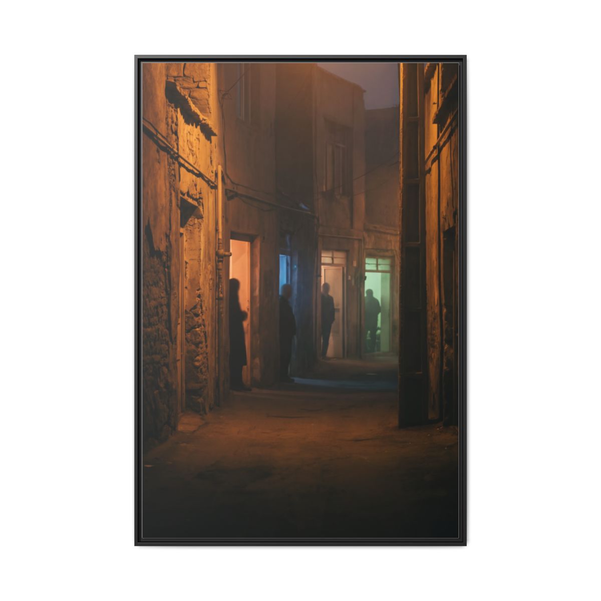 Matte Canvas, Framed - Shadowed Alleyway Mystery Art Print...
