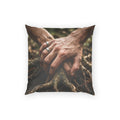 Poly Velvet Pillow with Forest Roots Art
