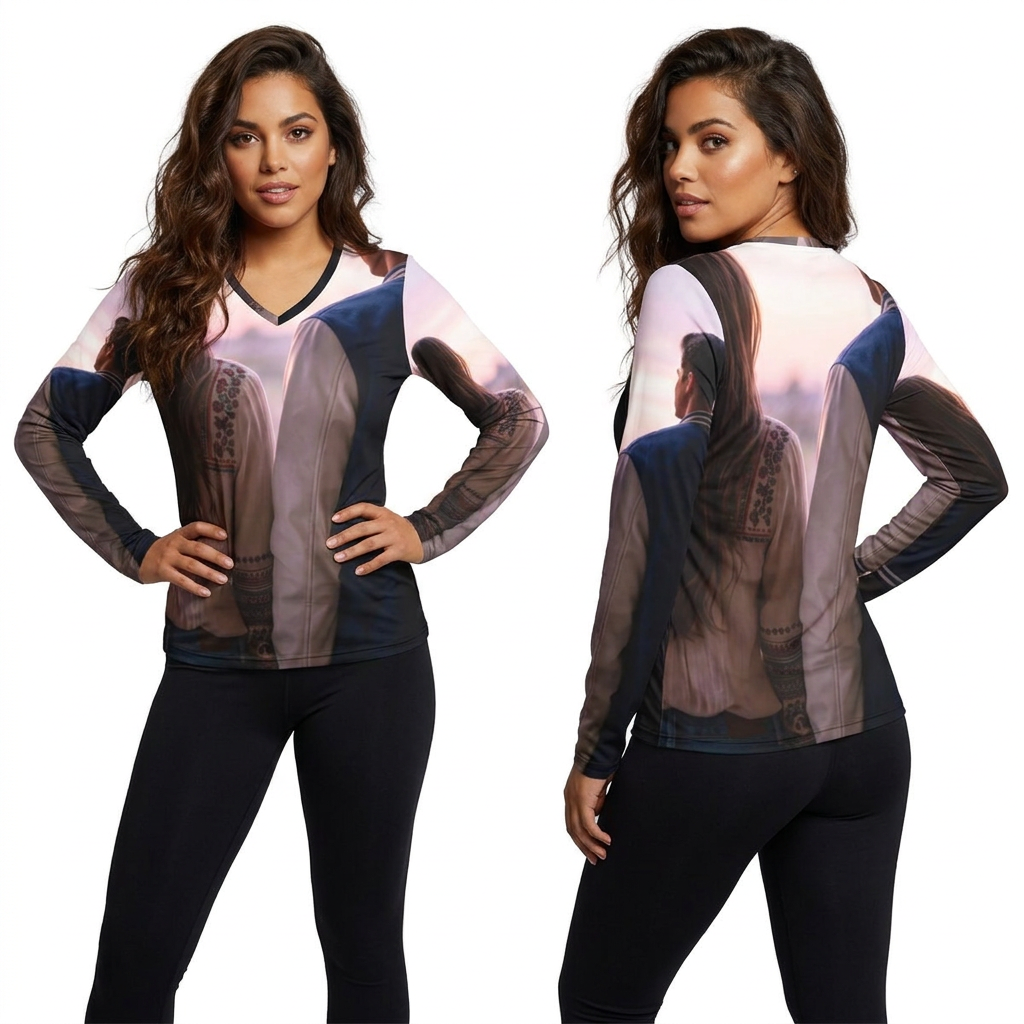 Women's Long Sleeve V-Neck Shirt Twilight Romance