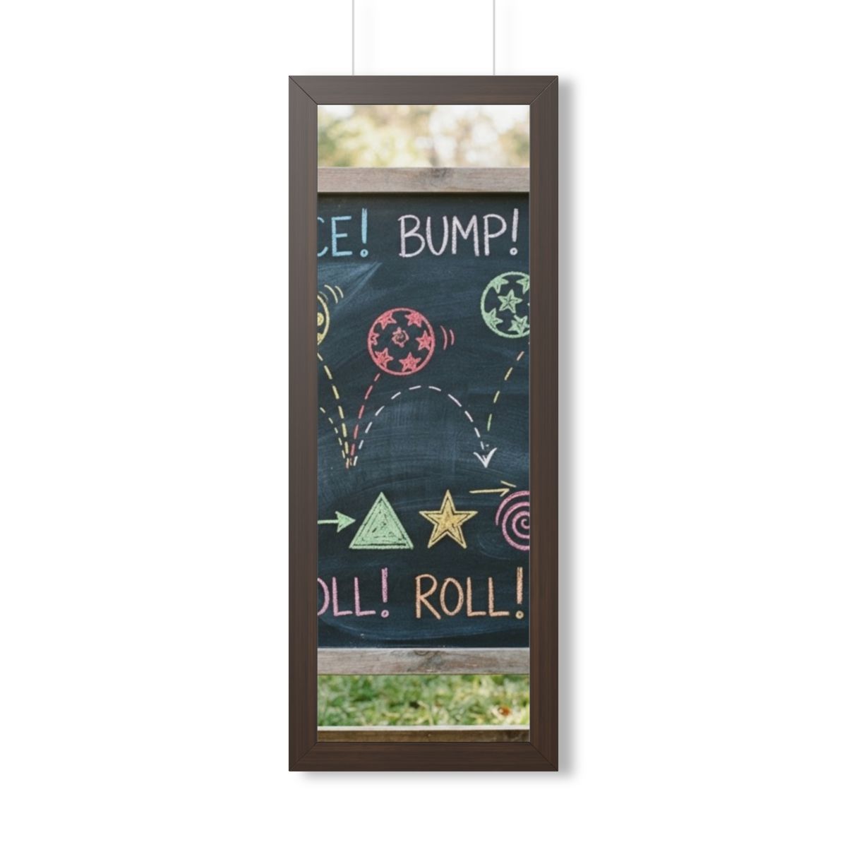 Framed Vertical Poster - Chalkboard Playground — Walnut... |...