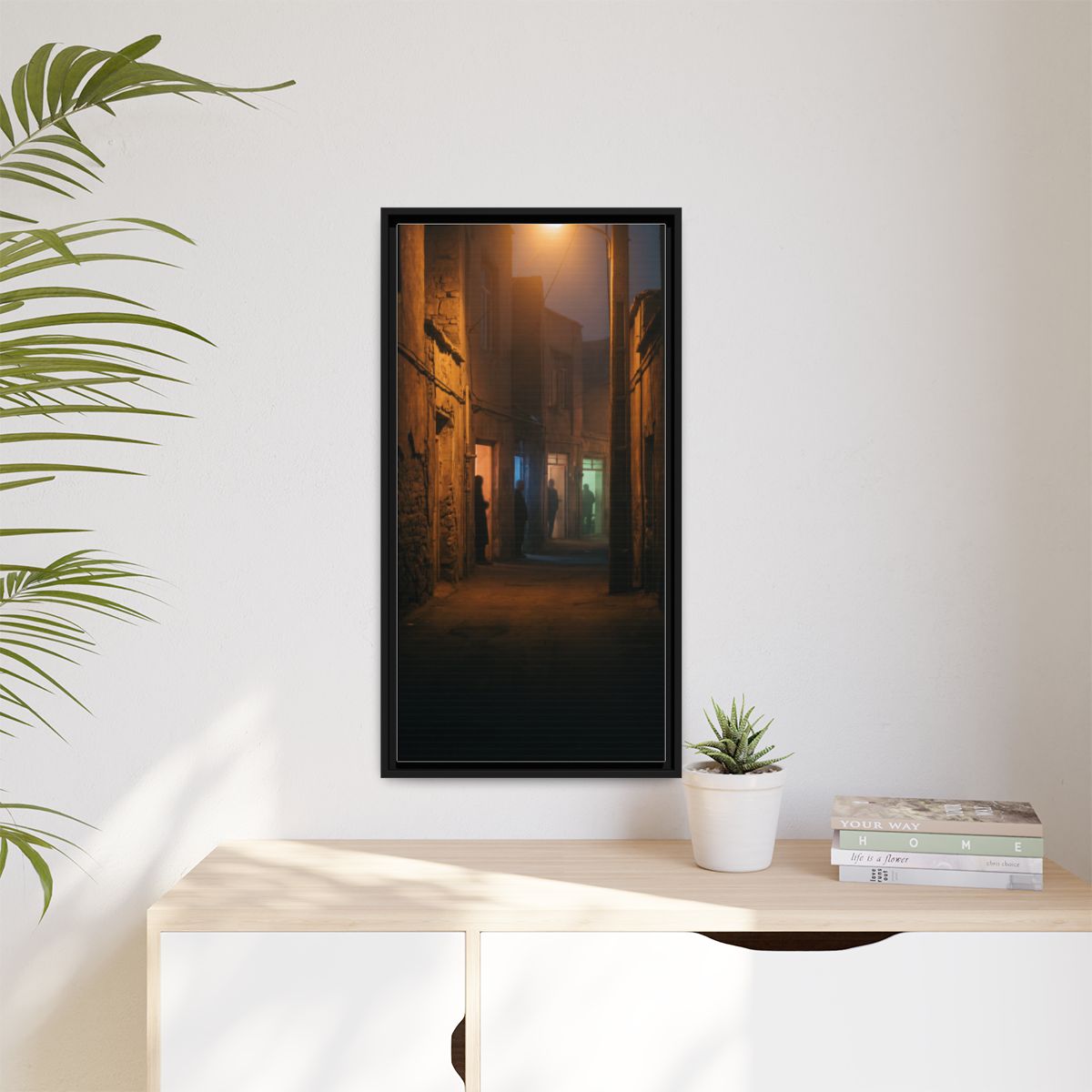 Matte Canvas, Framed - Shadowed Alleyway Mystery Art Print...