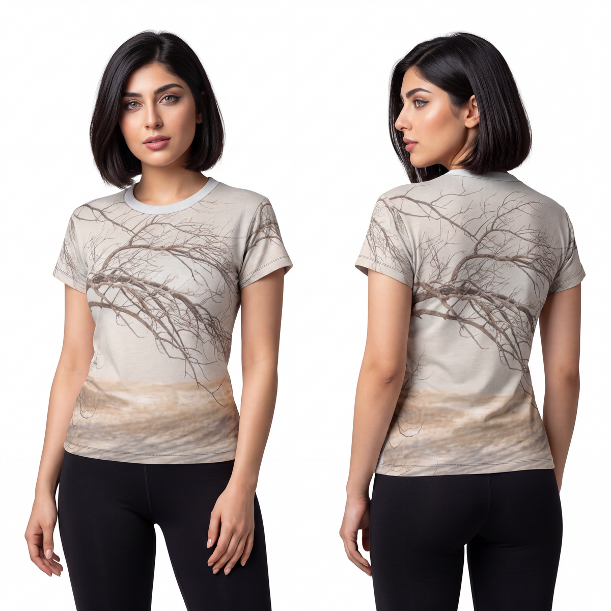 Women's Cut & Sew Tee - Winter Branch Solitude Landscape |...