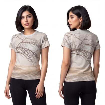 Women's Cut & Sew Tee - Winter Branch Solitude Landscape |...