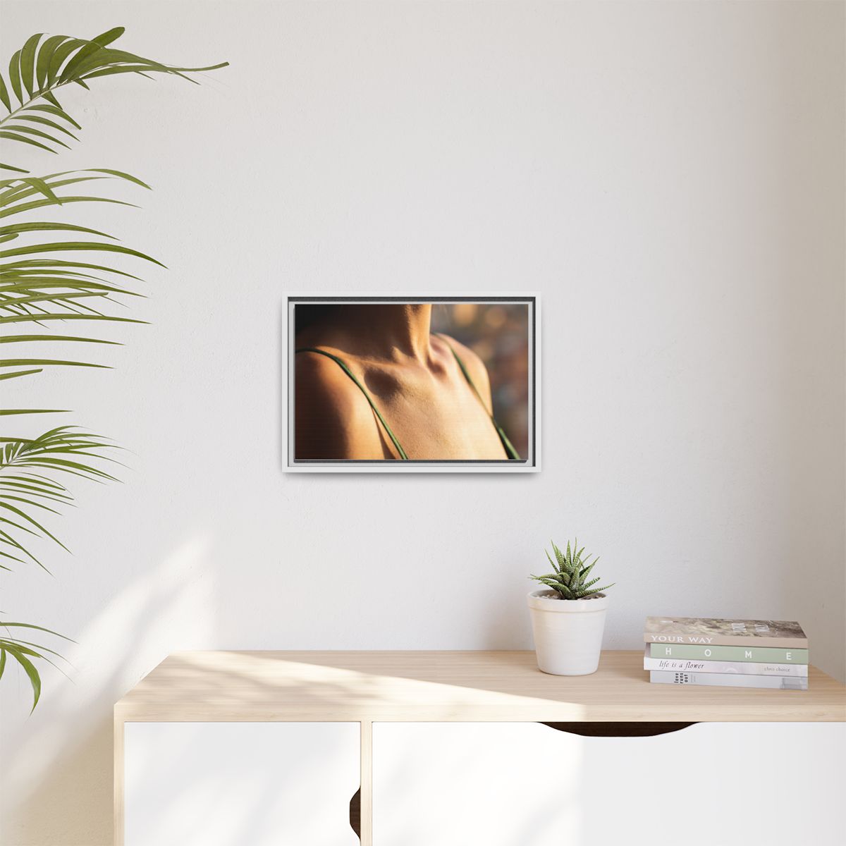 Golden Hour Matte Canvas - Framed Sunset Wall Art — White /...