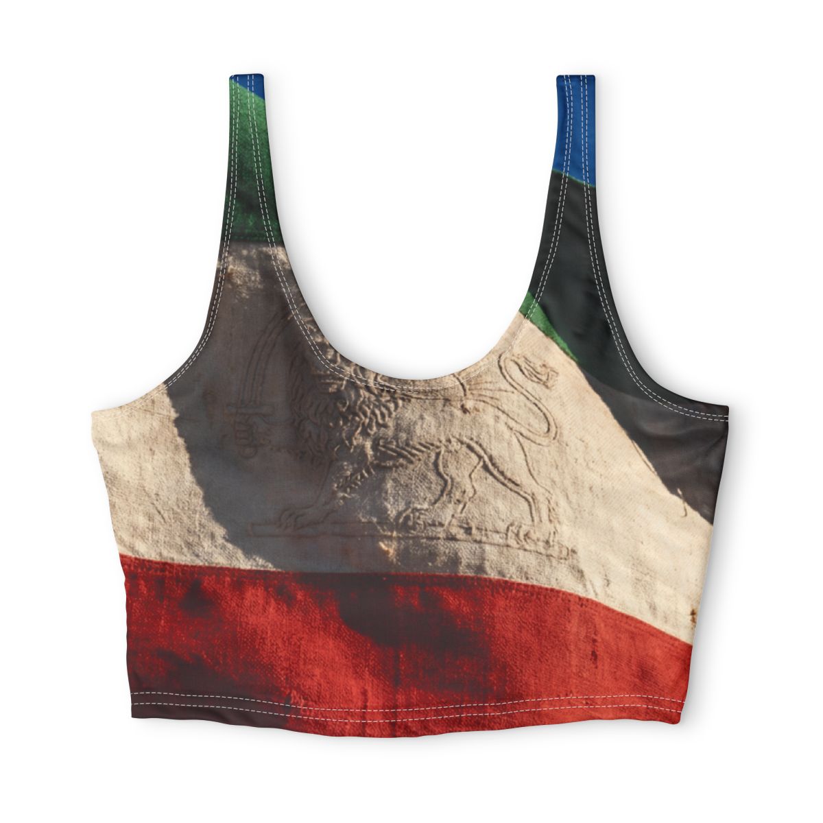 Polyester Sports Bra - Vintage Persian Lion and Sun Flag Art...