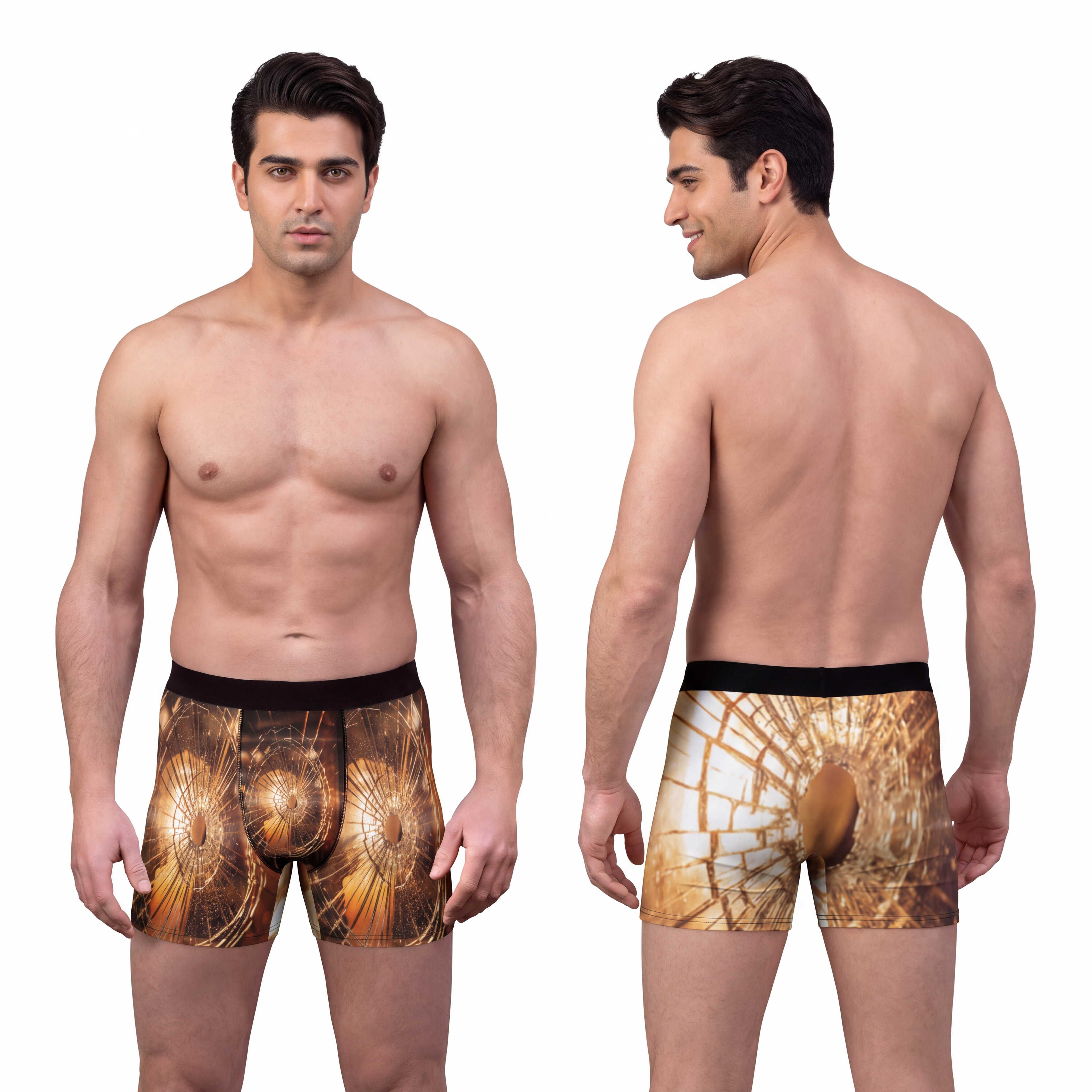Men's Boxer Briefs - Fractured Glow Shattered Glass Art |...