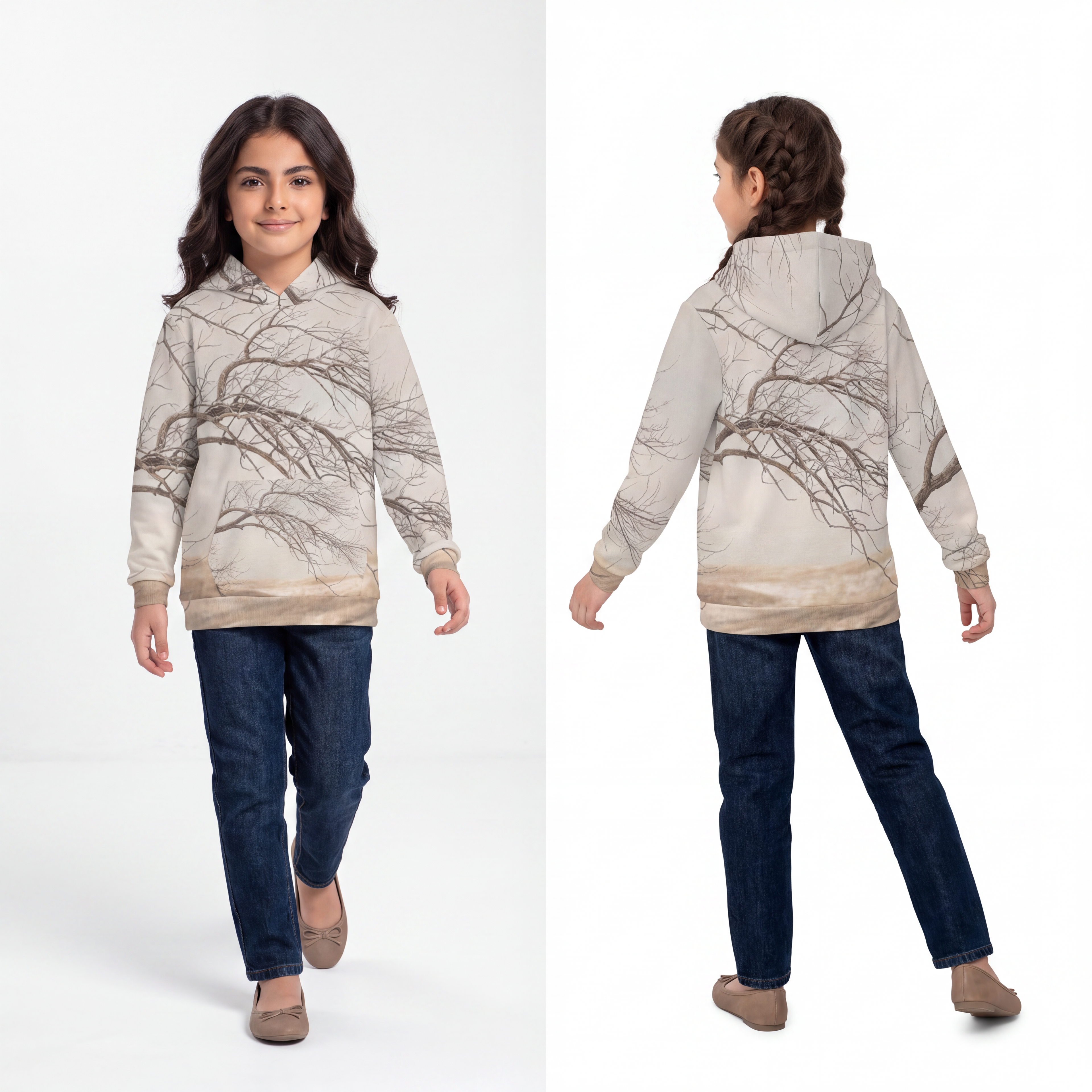 Children's Hoodie - Wabi-Sabi Winter Branch Art | Echovira...