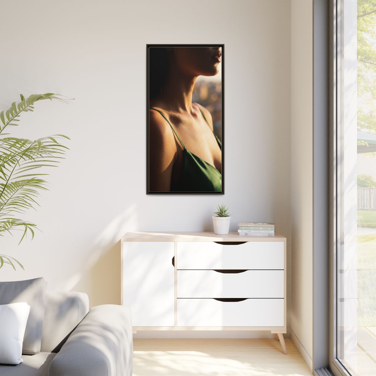 Golden Hour Matte Canvas - Framed Sunset Wall Art — Espresso...