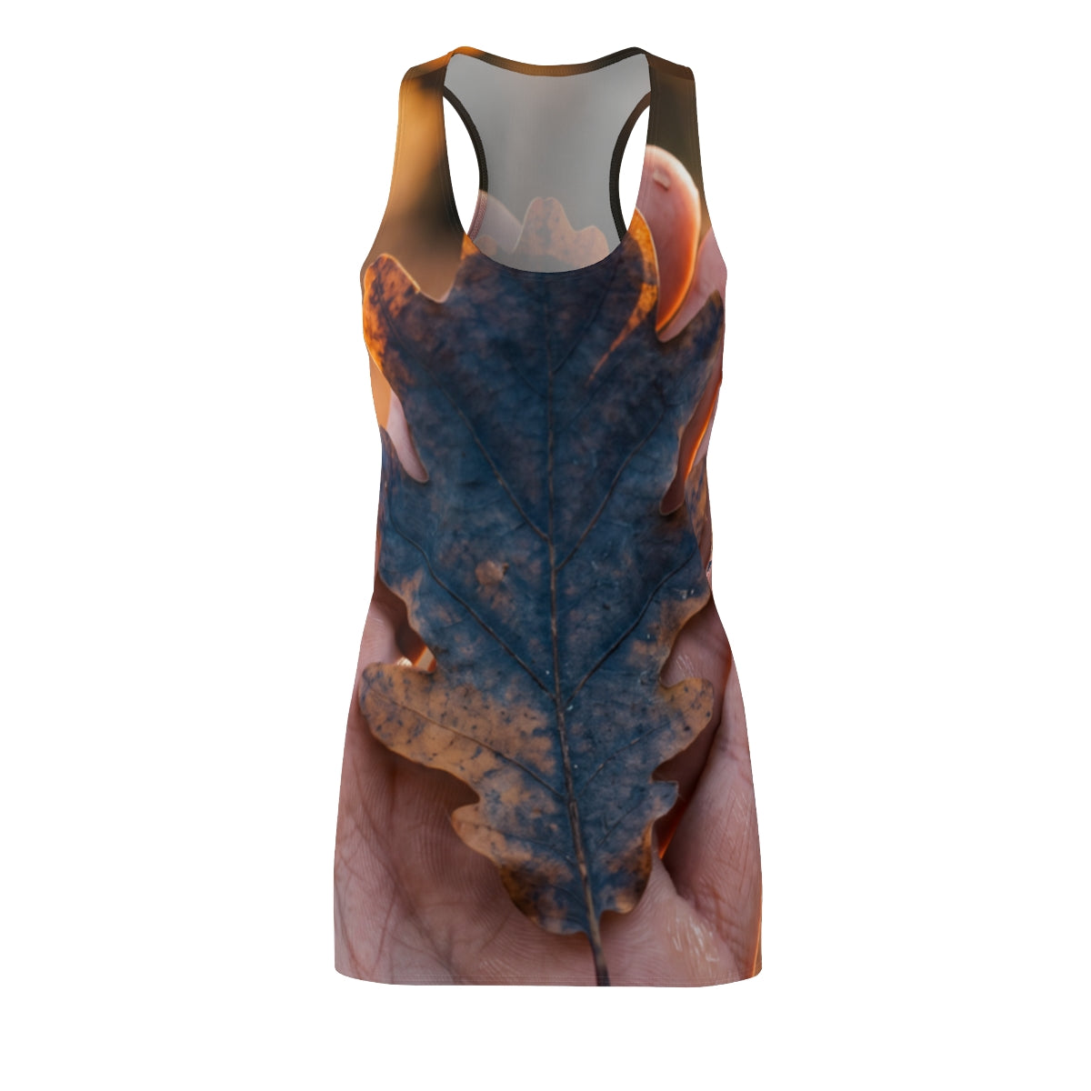 Women's Racerback Dress with Autumn Oak Leaf Art
