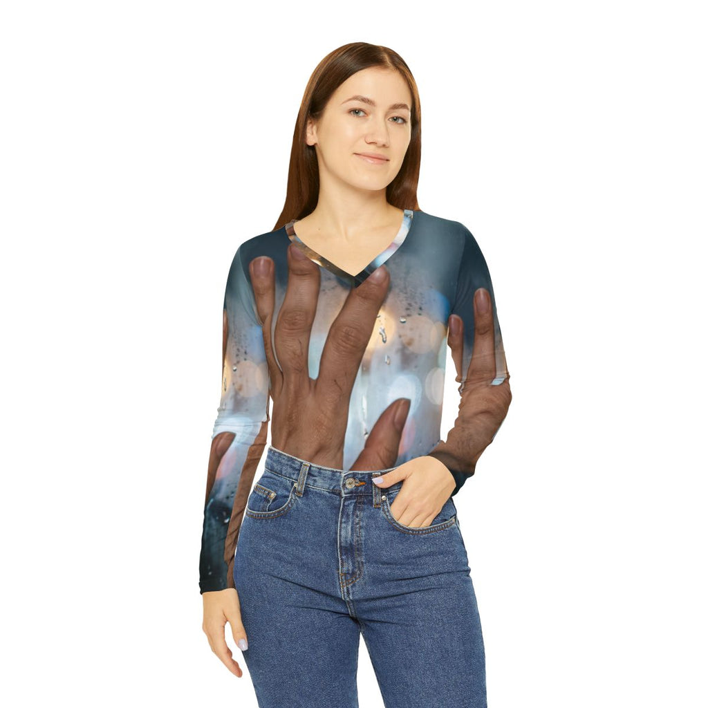 Women's V-Neck Long Sleeve Rainy City Shirt