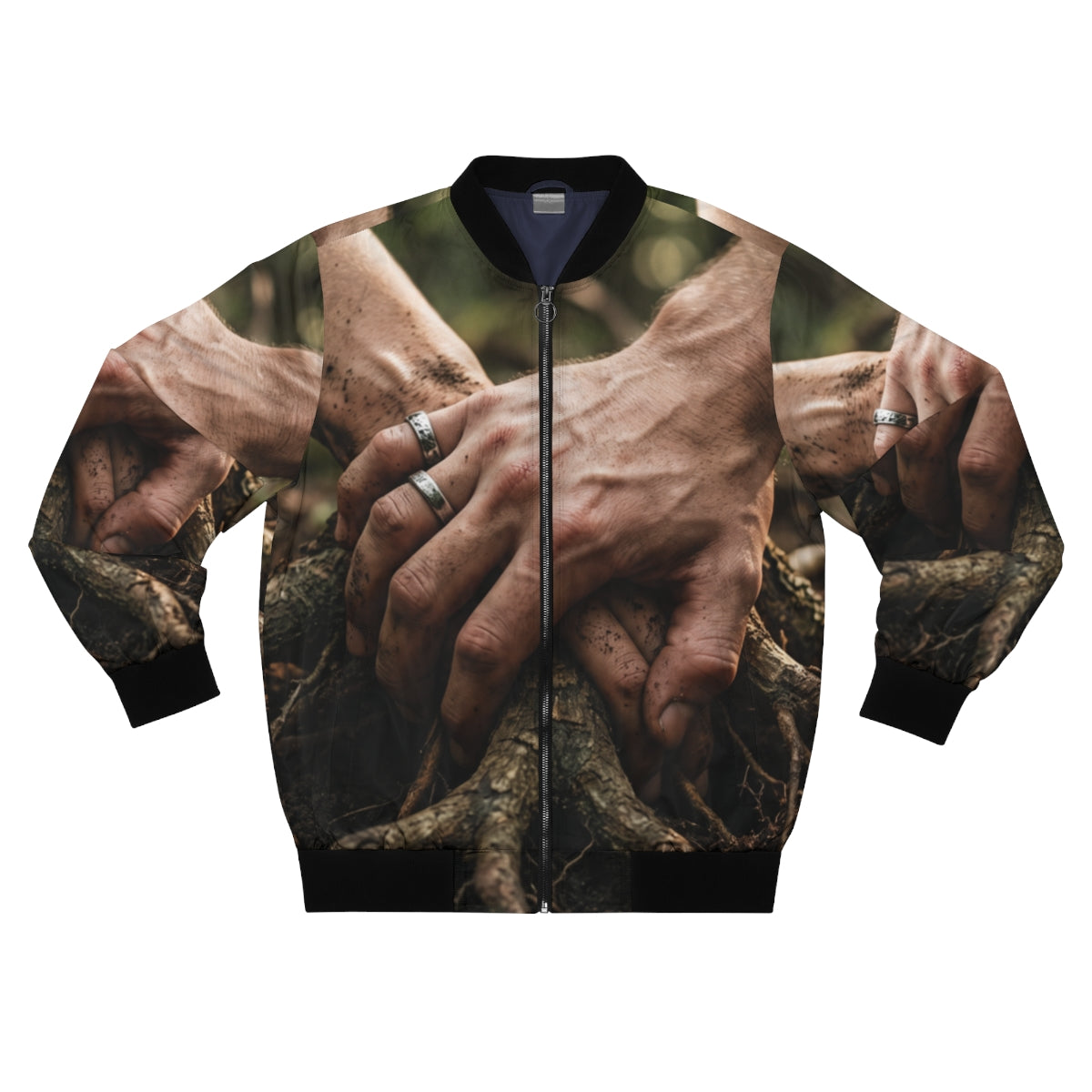 Men's Bomber Jacket with Forest Root Art