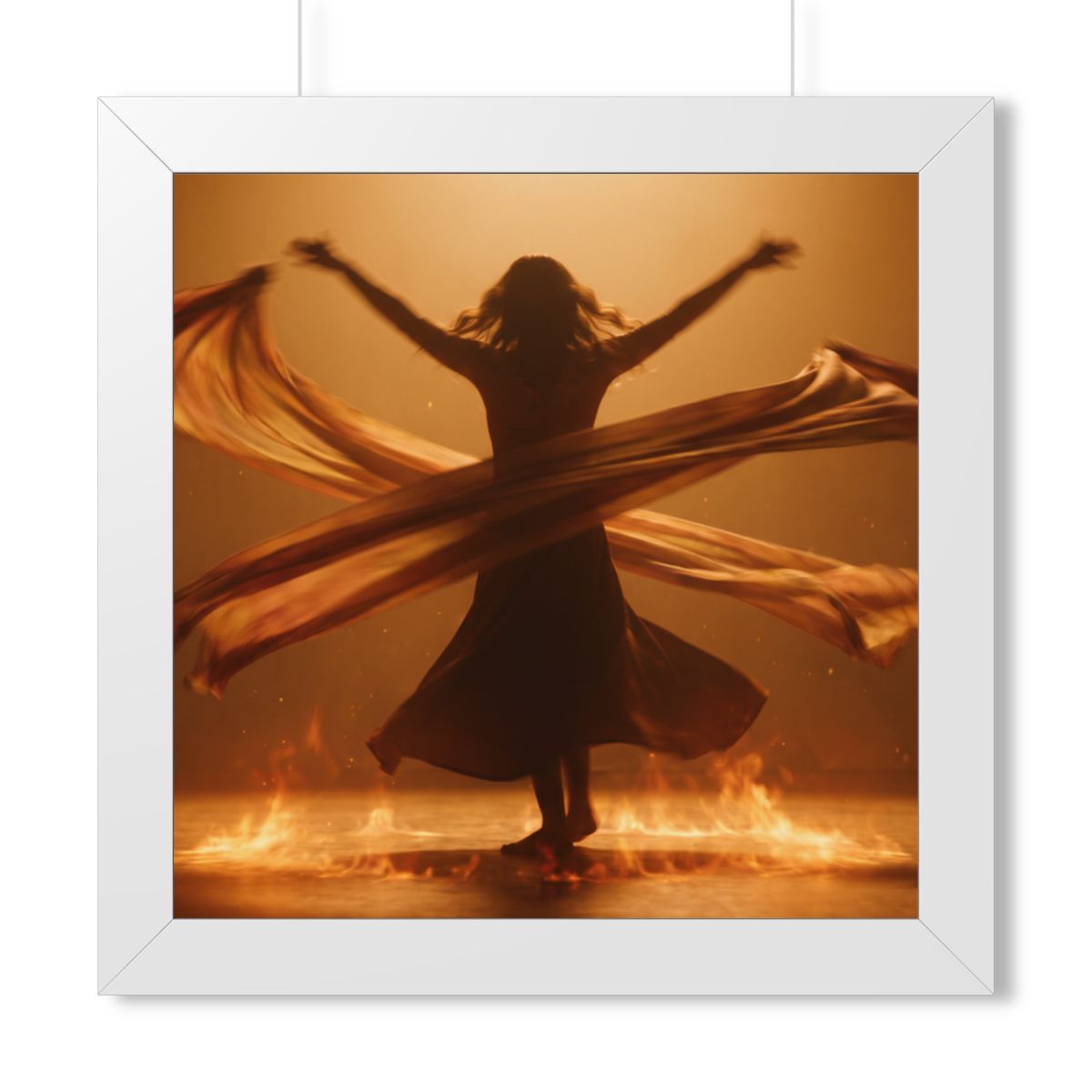 Framed Vertical Poster - Fire Dance Ascent — White (11×14......