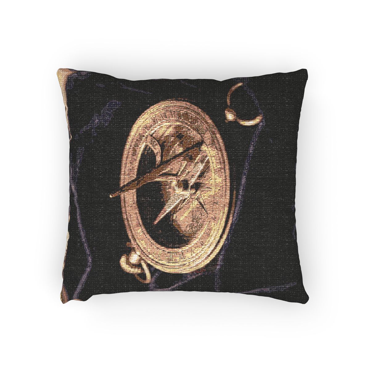 Woven Pillow Antique Brass Sundial Art