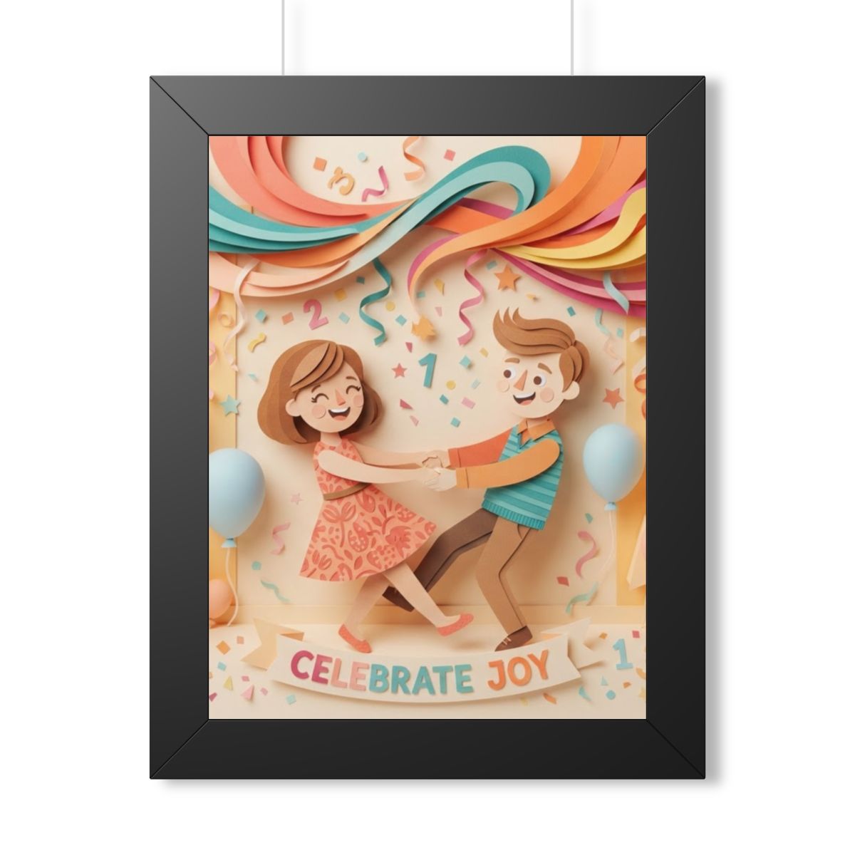 Framed Vertical Poster - Celebrate Joy Papercut Art... |...