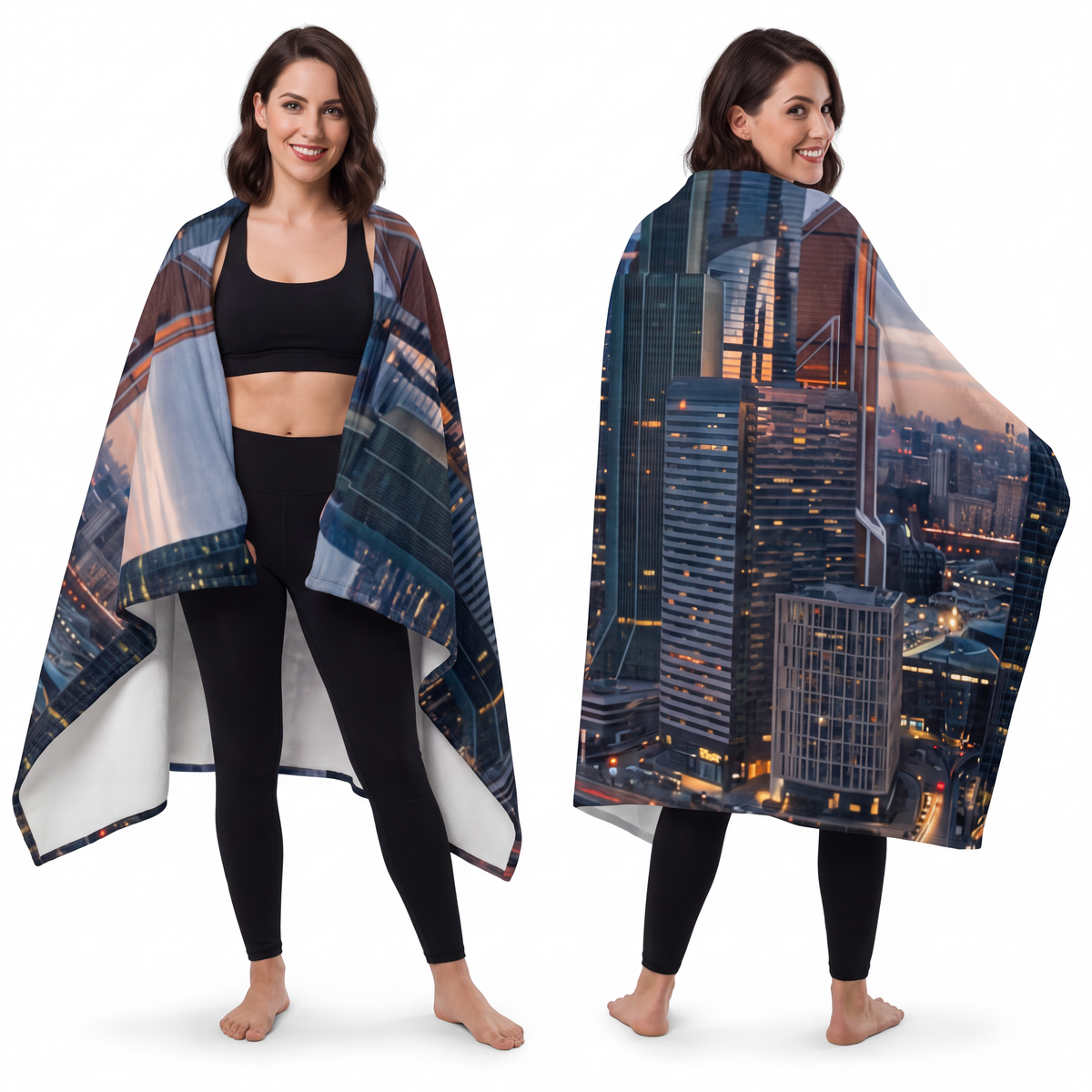 Velveteen Microfiber Blanket - Urban Pulse Cyberpunk City......