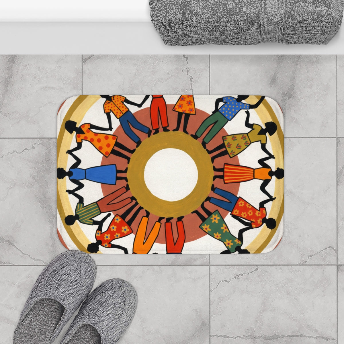 Bath Mat - Unity Mandala Folk Art | Echovira Gallery