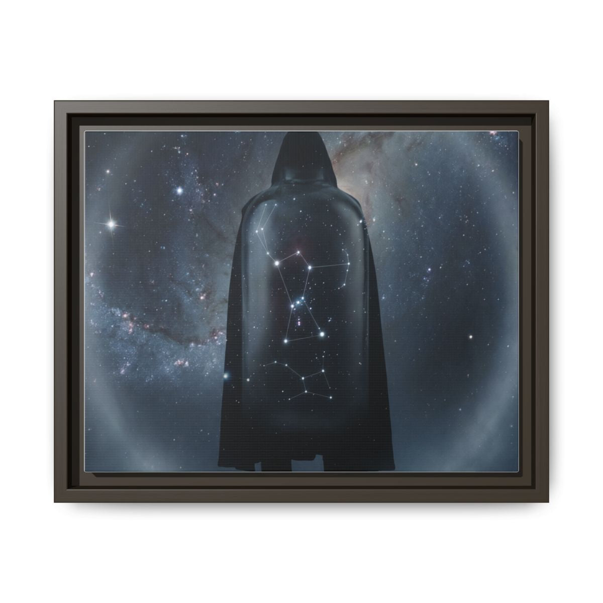 Framed Matte Canvas - Cosmic Sentinel — Espresso / 1.25" (10×8, 12×9, 14×11, 16×12, 20×10, 18×12, 20×16, 24×16, 24×18, 36×12, 24×20, 32×16, 30×20, 30×24, 32×24, 48×16, 36×24, 48×24, 40×30, 60×20, 48×32, 60×30 & 60×40)