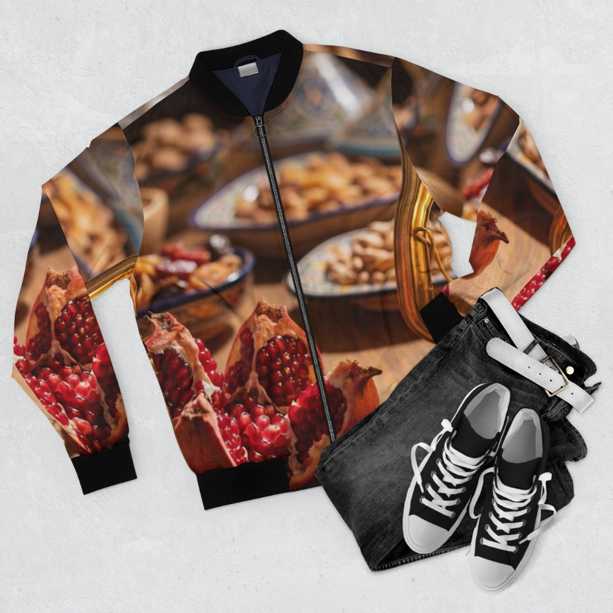 Men's Bomber Jacket - Amber Feast | Echovira Gallery
