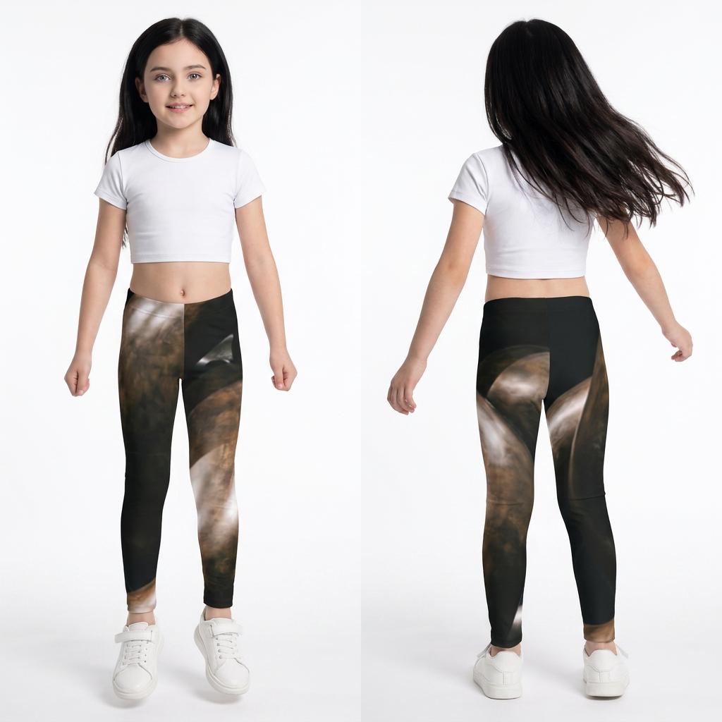 Kids Leggings with Bronze Sculpture Art