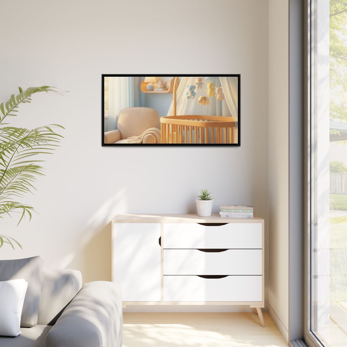 Matte Canvas, Framed - Dreamy Serene Nursery Art — Black /...