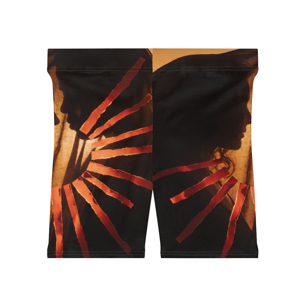 Women's Biker Shorts - Golden Veil | Echovira Gallery