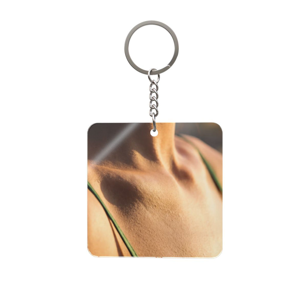Golden Hour Square Keychain - Sunset Glow Accessory |...