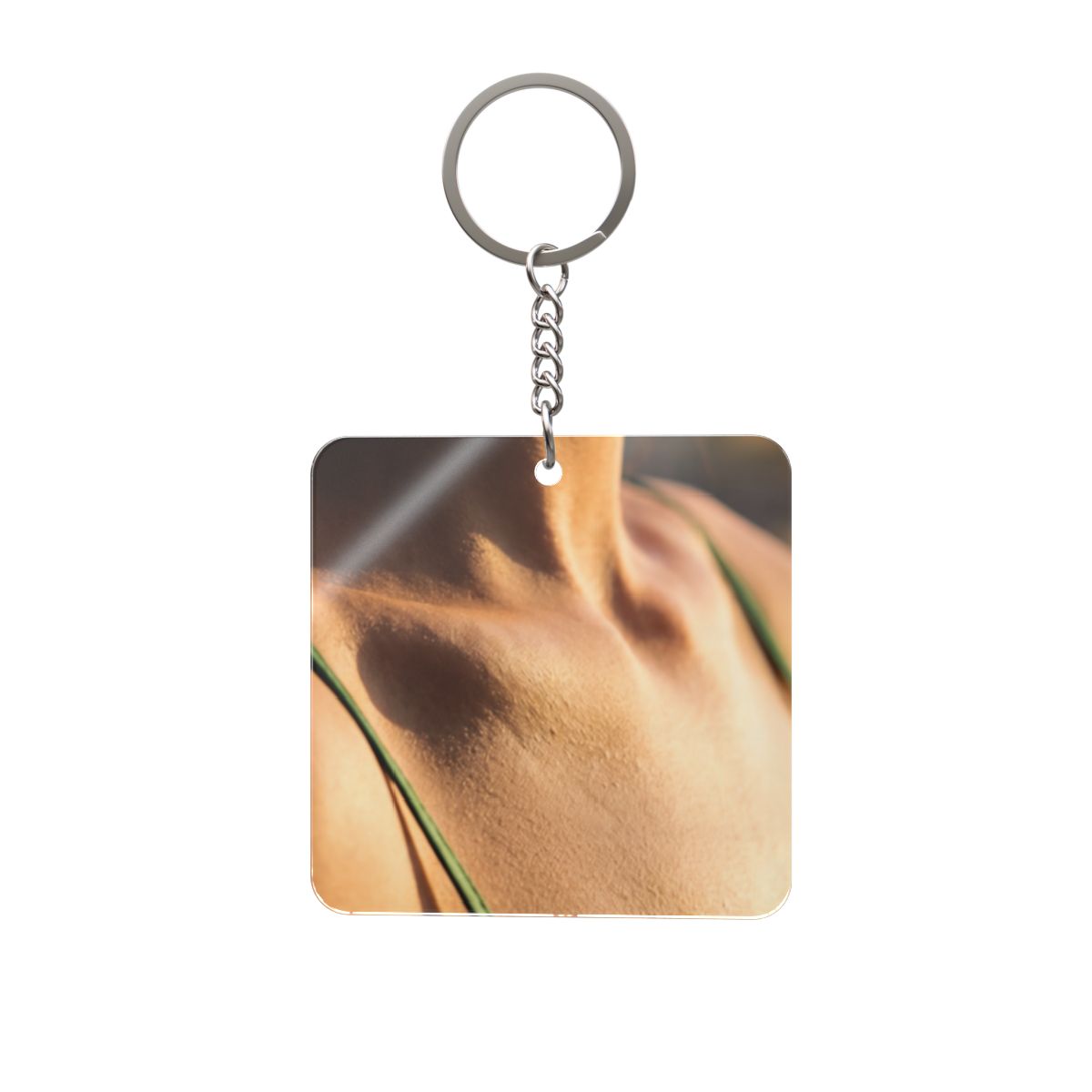 Golden Hour Square Keychain - Sunset Glow Accessory |...