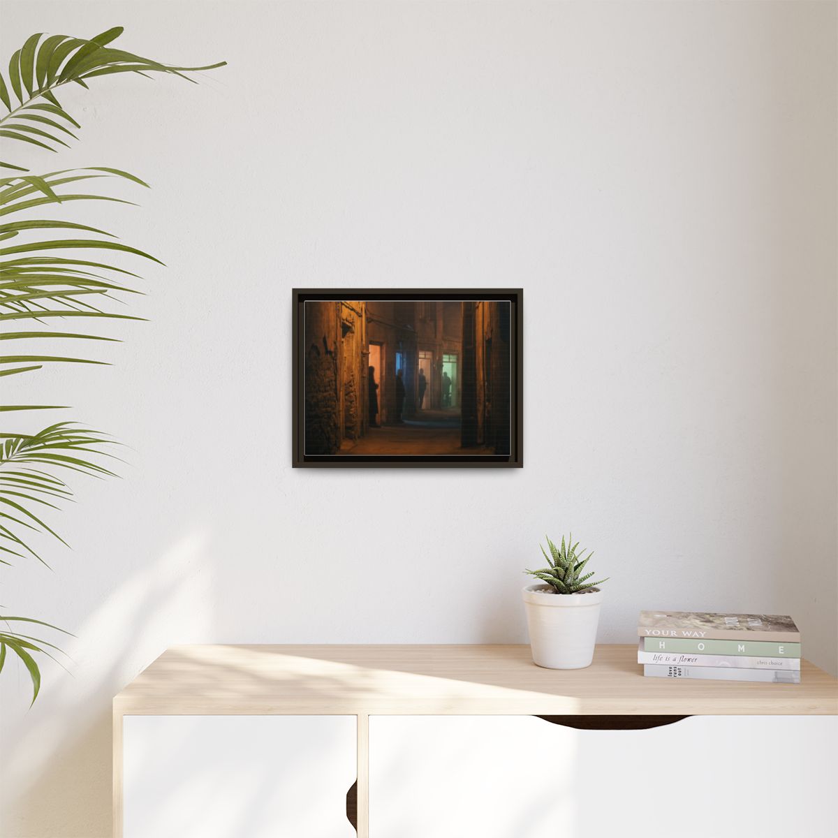 Matte Canvas, Framed - Shadowed Alleyway Mystery Art Print...