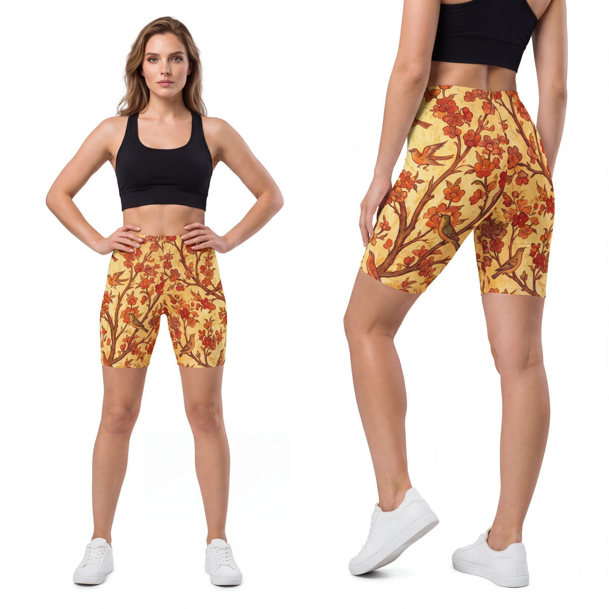 Women's Biker Shorts with Tree of Life Birds
