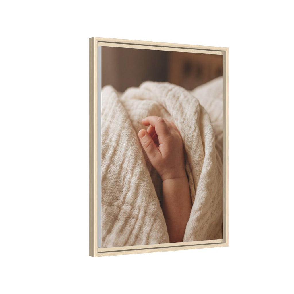 Framed Matte Canvas - Tender Newborn Hand (8×10, 9×12, 11×14, 12×16, 10×20, 12×18, 16×20, 16×24, 12×36, 18×24, 20×24, 16×32, 20×30, 24×30, 16×48, 24×32, 24×36, 24×48, 20×60, 30×40, 32×48, 30×60 & 40×60)