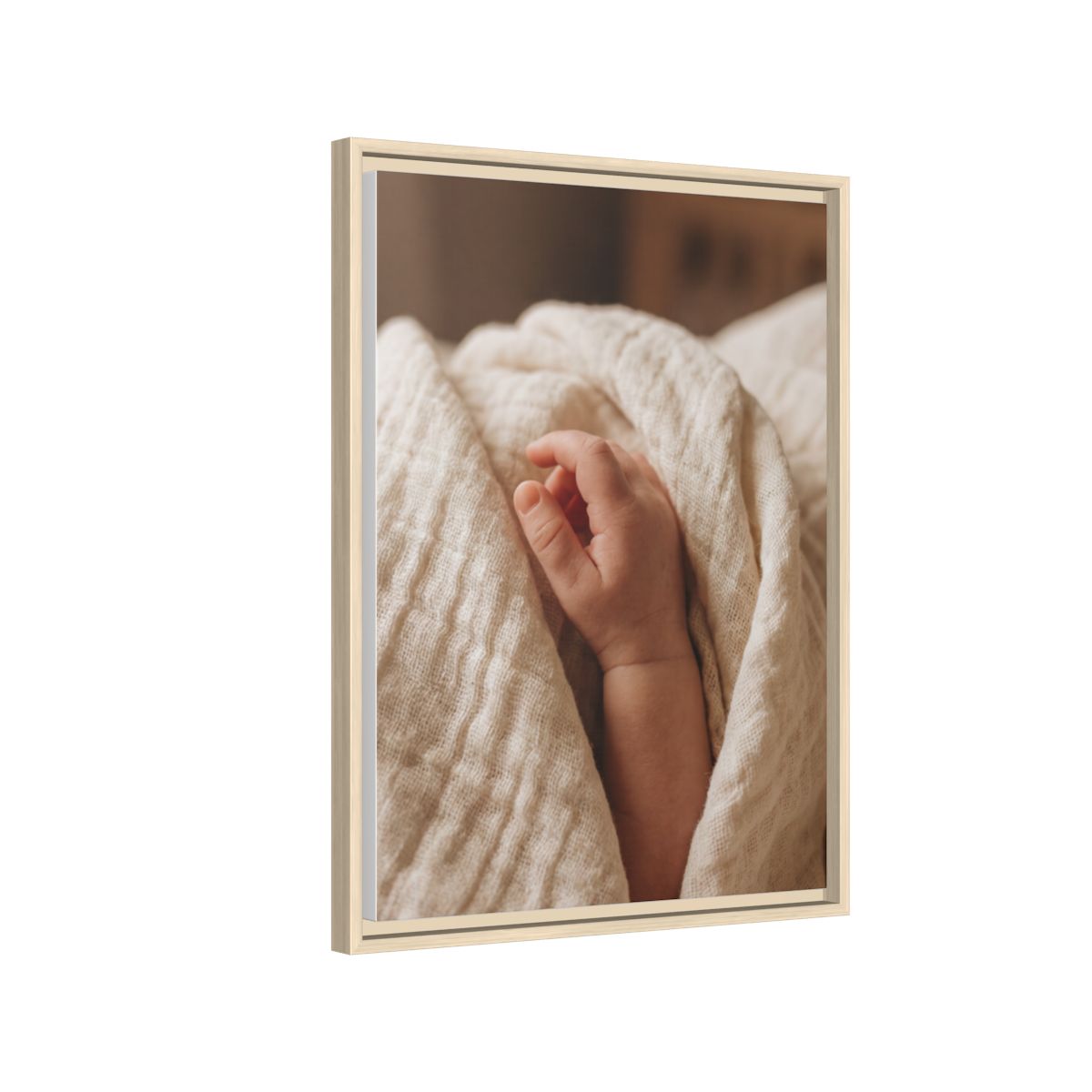 Framed Matte Canvas - Tender Newborn Hand (8×10, 9×12, 11×14, 12×16, 10×20, 12×18, 16×20, 16×24, 12×36, 18×24, 20×24, 16×32, 20×30, 24×30, 16×48, 24×32, 24×36, 24×48, 20×60, 30×40, 32×48, 30×60 & 40×60)