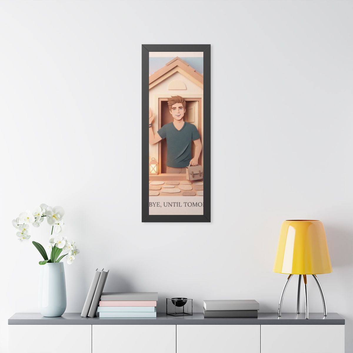 Framed Vertical Poster - Safe Journey Paper Cut Home Art —...