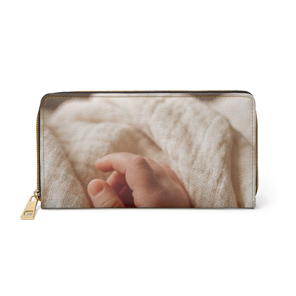 Zipper Wallet - Tender Newborn Hand in Soft Muslin Blanket |...
