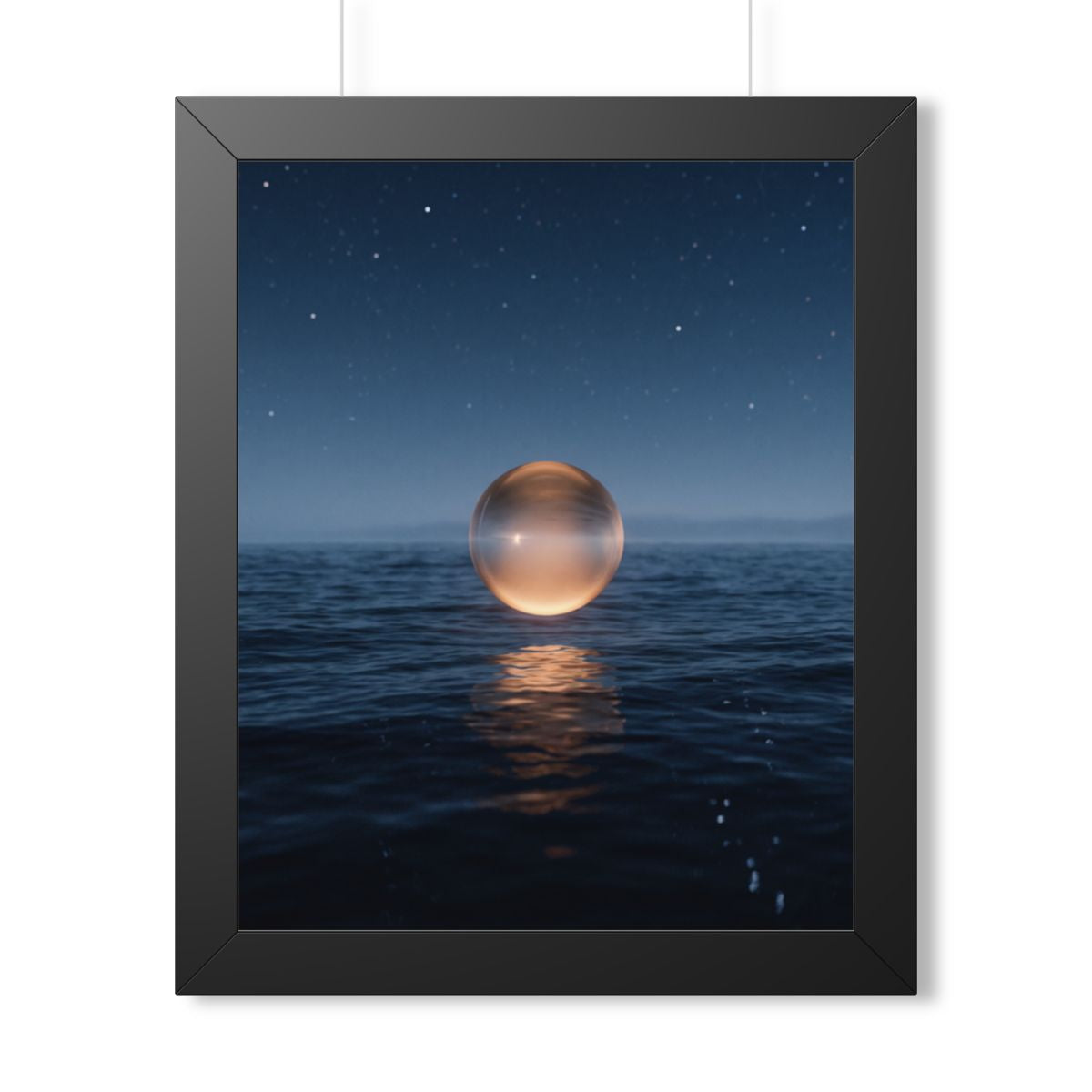 Framed Vertical Poster - Glowing Ocean Horizon — Black... |...