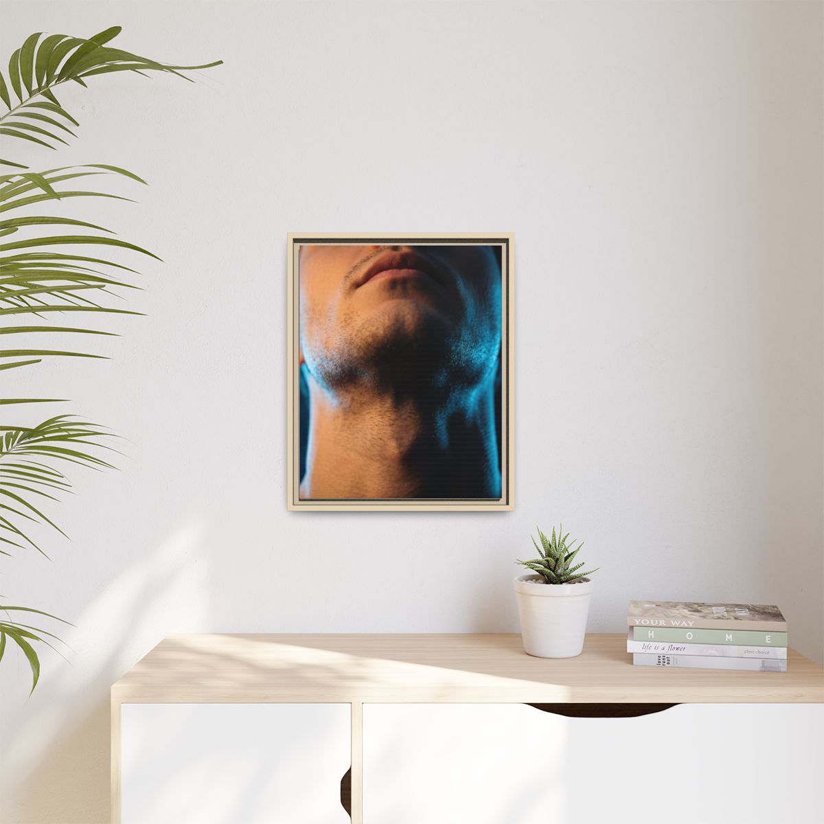 Matte Canvas, Framed - Neon Shadows Cinematic Portrait Art...