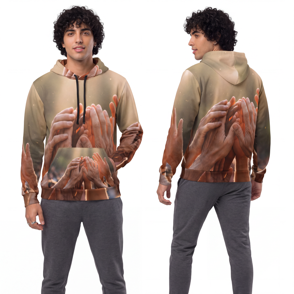 Men's Athletic Hoodie - Golden Rays of Unity Wall Art |...