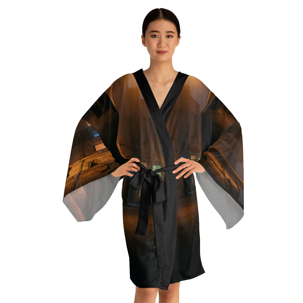 Long Sleeve Kimono Robe - Shadowed Alleyway Mystery Art... |...