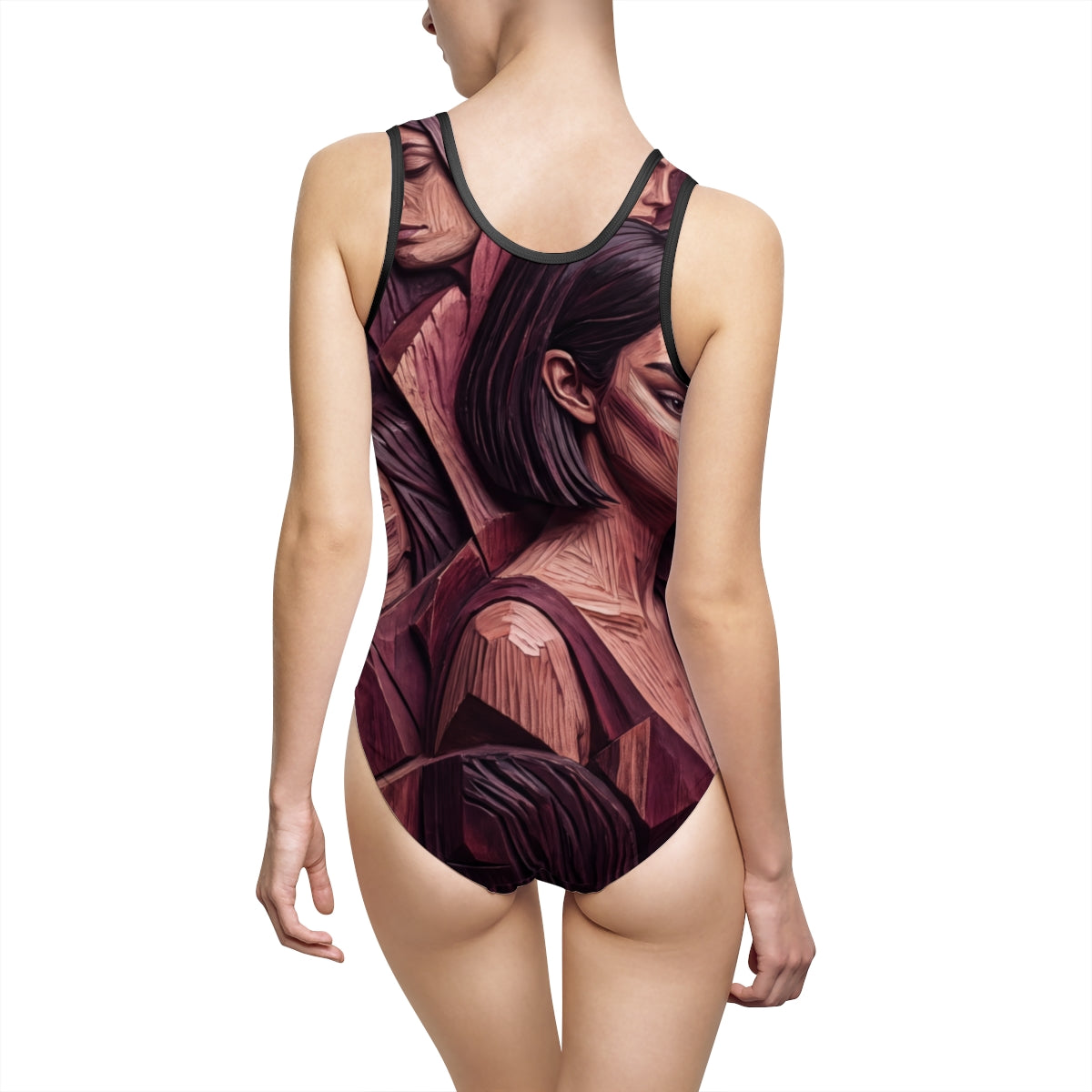Women's Classic One-Piece Swimsuit - Carved Faces | Echovira...