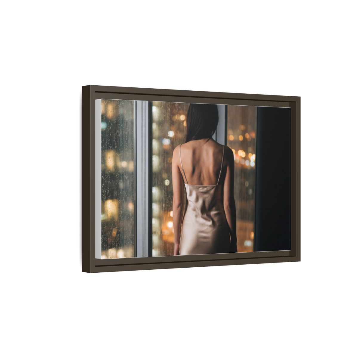 Framed Canvas - Midnight Rain Masterpiece — Espresso / 1.25"